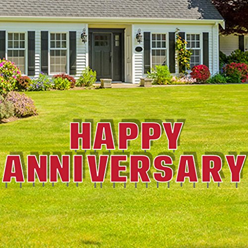 VictoryStore Yard Sign Outdoor Lawn Decorations: Happy Anniversary Yard Letters wtih 32 Stakes