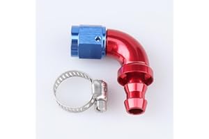 AC PERFORMANCE 90 Degree -6 AN Swivel Female to barb 3/8" Push on Lock Hose End Full Flow Fitting Aluminum Red Blue