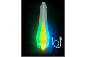 SPORTY PLAY LED Juggling Sticks for Kids - Glow-in-The-Dark, Durable Plastic Toys for Skill-Building & Coordination, Rechargeable Juggling Pins - Fun Gift for Birthdays & Holidays