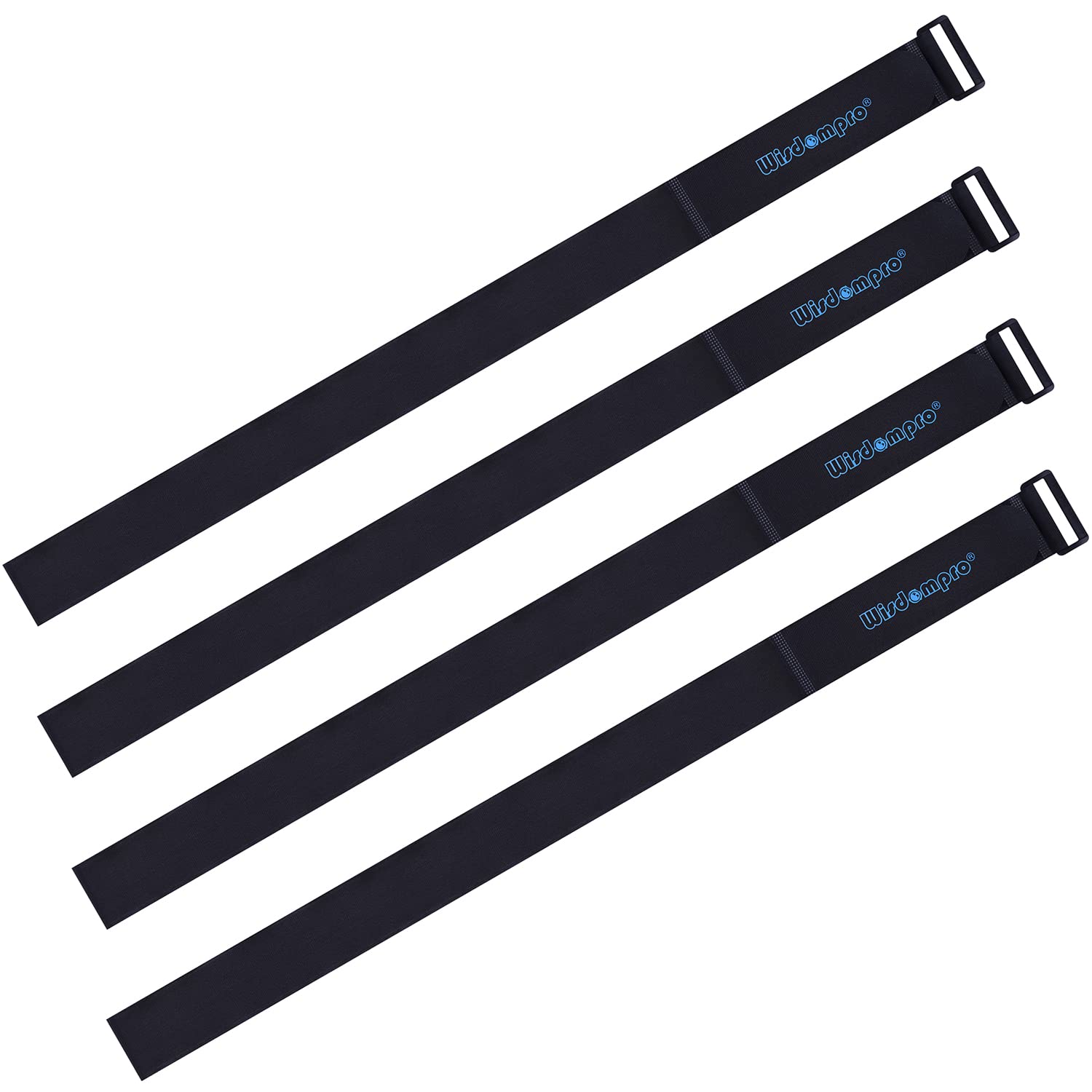 Extra Large [4 Pack] 2 x 60 Inches Hook and Loop Strap, Reusable Fastening Cable Tie Down Straps by Wisdompro - Reusable, Durable Functional Cinch Cable Straps for Your Home, Office, Workspace, Black