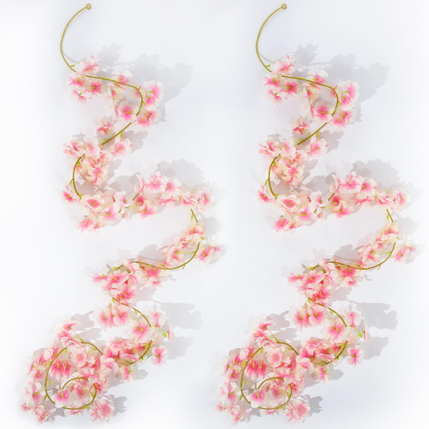 JETOHIX 2 Pieces Artificial Cherry Blossom, 1.8M/71inch Cherry Blossom Artificial Flowers,135 Artificial Silk Cherry Blossom Flower Heads for Wedding Arch Party Home Garden Wall Decor