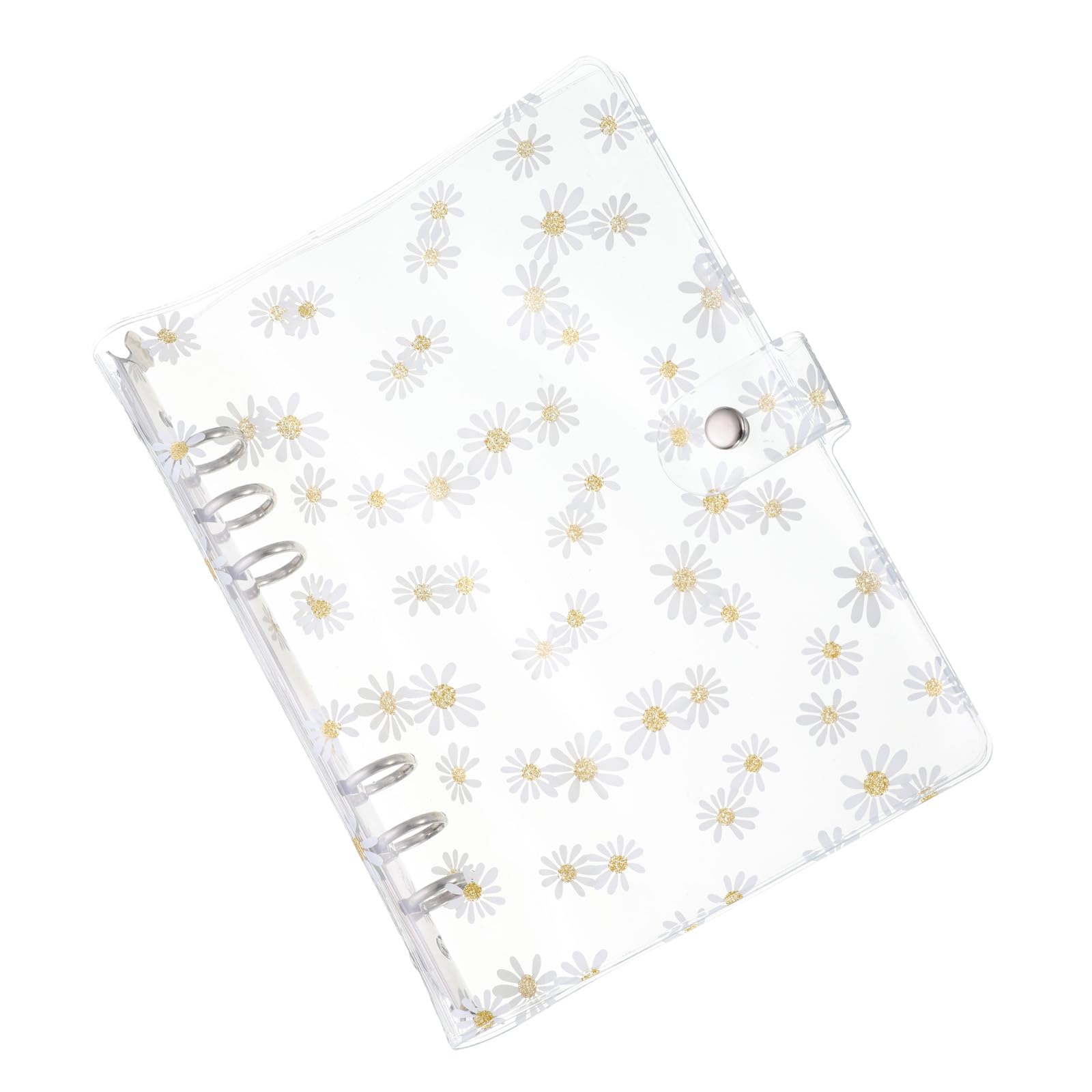 PATIKIL A5 Flower Clear Binder Cover, Soft PVC Loose Leaf Binder Protector Refillable Notebook Shell with Snap Button Closure for DIY Meeting Notebook Folder, Clear
