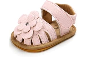 Sawimlgy Baby Girls Boys Sandals Summer Flowers Shoe Rubber Sole PU Leather Mesh Infant Toddler First Walkers Princess Dress Outdoor Shoes