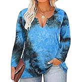 TIYOMI Plus Size Tops for Women Long Sleeve Shirts V Neck Sexy Eyelet Tee Fall Winter Blouse XL-5XL (14W-28W)