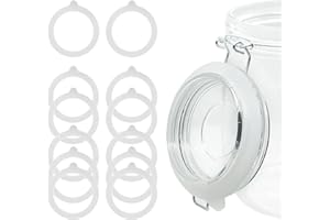 FCENDS 12 Pieces Rubber Seals Rings for Glass Jars, Airtight Silicone Replacement Gasket for Jars, Leakproof Silicone Gasket Sealing Rings for Mason Jars, Elastic and Fits Most Sizes (White)