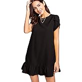 HongyuAmy Women's Summer Casual Dresses Ruffle Hem Petal Short Sleeve Loose Swing Tunic Mini Dress