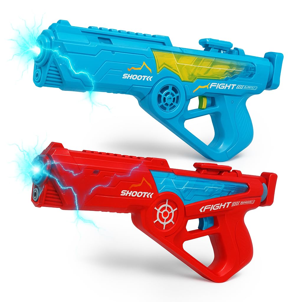 Photo 1 of 2 Pack Electric Water Guns - Full Automatic Suction Power Soaker Blasters 32 FT Range, Summer Outdoor Pool Auto Squirt Toys for Adults Kids (Red/Blue)