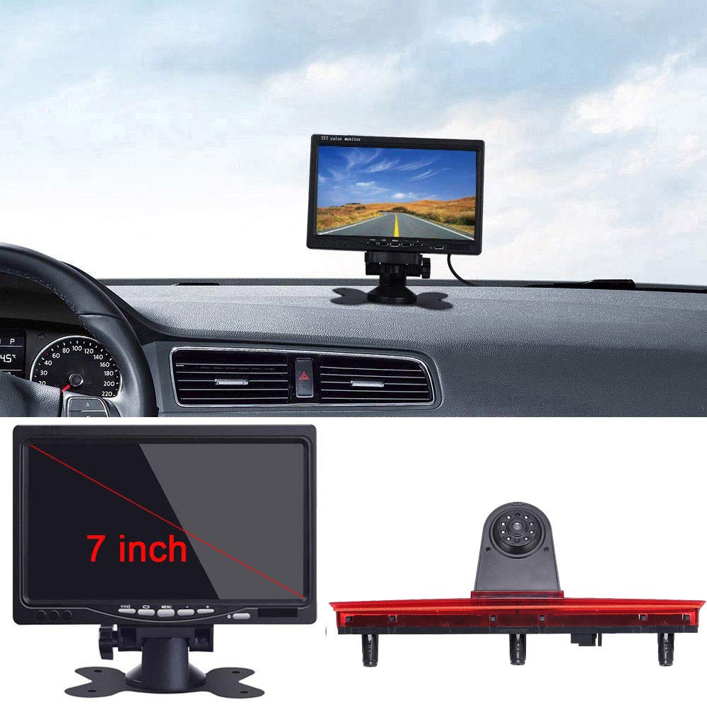 【Parking Camera Kit】7'' Inch TFT LCD Screen Auto Monitor + HD IR Night Vision Brake Light Rear View Camera Backup Camera for VW T5 Bus Transporter VAN Multivan Caravelle Bussiness Car 2003-2015 Bj