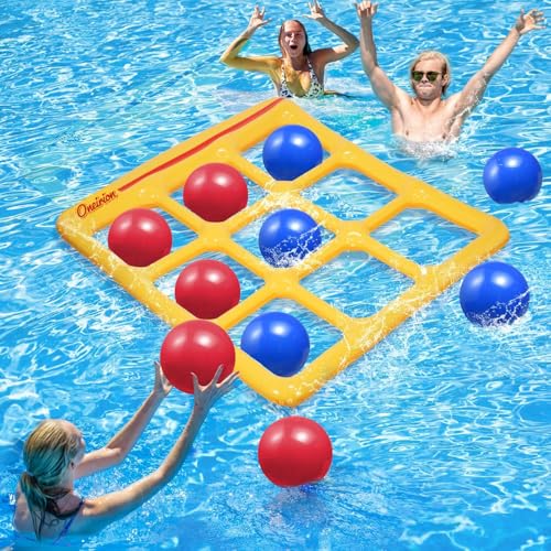 Tic-Tac-Toe Pool Toys Games - Giant Floating Tic Tac Toe Game Float with 10 Balls Pool Game Party Toy Floats Yard Field Day Games Outdoor Beach Toys for Adults Teens
