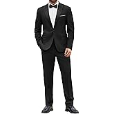 COOFANDY Men's 2 Piece Suit Slim Fit One Button Tuxedo Jacket Pants for Wedding Prom Business