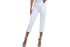 MoFiz Women's Capri Pants Summer Business Casual Pull-On Dressy Golf Cropped Pants with Pockets