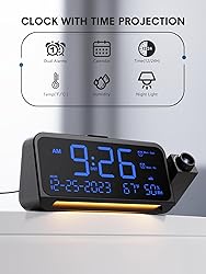 Projection Alarm Clock for Bedroom Ceiling, Digital