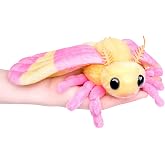 FRANKIEZHOU Rosy Maple Leaf Moth Stuffed Animal Toy-6.7in,Pink with Lanyard, Simulation Moth Plush Toy,Gifts for Kids, Bag Decoration