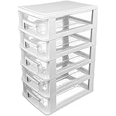 STOBOK 5 Drawer Plastic Storage Organizer Multifunctional Desktop Storage Cabinet Portable Drawer Type Closet for Office Study Living Room 12.36X8.30X5.98 Inches