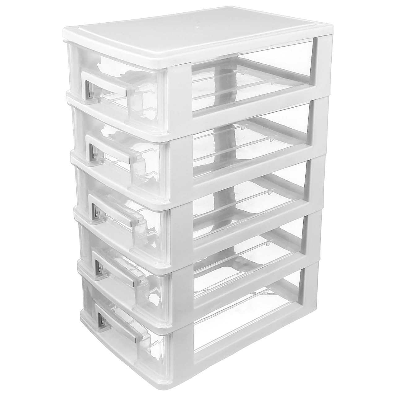 Operitacx Mini Storage Drawers 5 Layer Storage Cabinet - Transparent Plastic Organizer for Crafts Office Stationery and Toys Lightweight and Stackable Design 12.36X8.31X5.98In