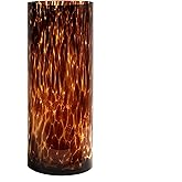 11.8 Inch Amber Brown Glass Vase,Hand Blown Leopard-Print Cylinder Centerpiece for Modern Home Decor