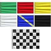 Moukeren Set of 7 Racing Flags 25 x 30 Inch Race Track Flag Pack for Race Track Sports Outdoor Karting Circuit Indoor Outdoor Party Decorations