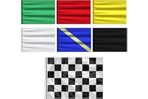 Moukeren Set of 7 Racing Flags 25 x 30 Inch Race Track Flag Pack for Race Track Sports Outdoor Karting Circuit Indoor Outdoor