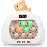Quick Push Pop Game Fidget Toys, 12 Modes LED Screen Light Up Fast Push Bubble Game, Handheld Speed Pushing Game, Christmas Toys Gifts for 6 7 8 9 10 11 12 Years Old Kids Stocking Stuffers（Bear）