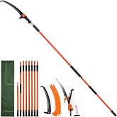 VEVOR Manual Pole Saw, 7.3-27 ft Extendable Tree Pruner, Sharp Steel Blade and Scissors High Branches Trimming, Branch Trimmer with Lightweight 8 Fiberglass Handles, for Pruning Palms and Shrubs