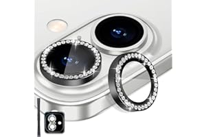 Rayorcon Camera Lens Protector for iPhone 16 & iPhone 16 Plus, Tempered Glass Lens Protector Aluminum Alloy Ring Camera Cover Fits for iPhone 16/iPhone 16 Plus (Diamond Black)