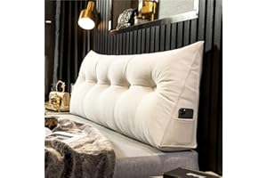 TOTATOWI Headboard Pillow Wedge Pillow Gap Headboard Pillows Twin Daybed Pillows Backrest Pillow with Side Pockets White
