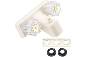 HANSENGROE RV Shower Faucet with Two Acylic Faucet Knobs, RV Bathroom Faucet with Shower Diverter Fit for Travel Trailers, Campers and 5th Wheelers Camper Outdoor Shower Valve, RV Faucet Parts (Milky White)