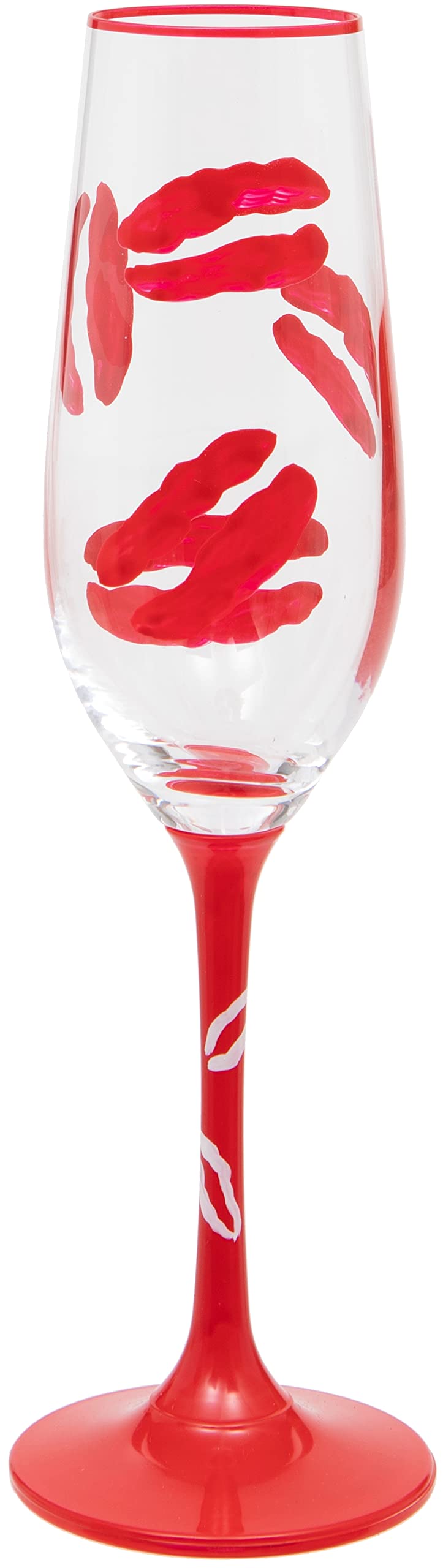 Maturi Hand Painted Lipstick Kiss Champagne Flute, 400ml, Red, Gift Boxed