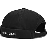 Lrastok Mens Docker Cap Brimless Skullcap Sailor Cap Rolled Cuff Retro Beanie Hat