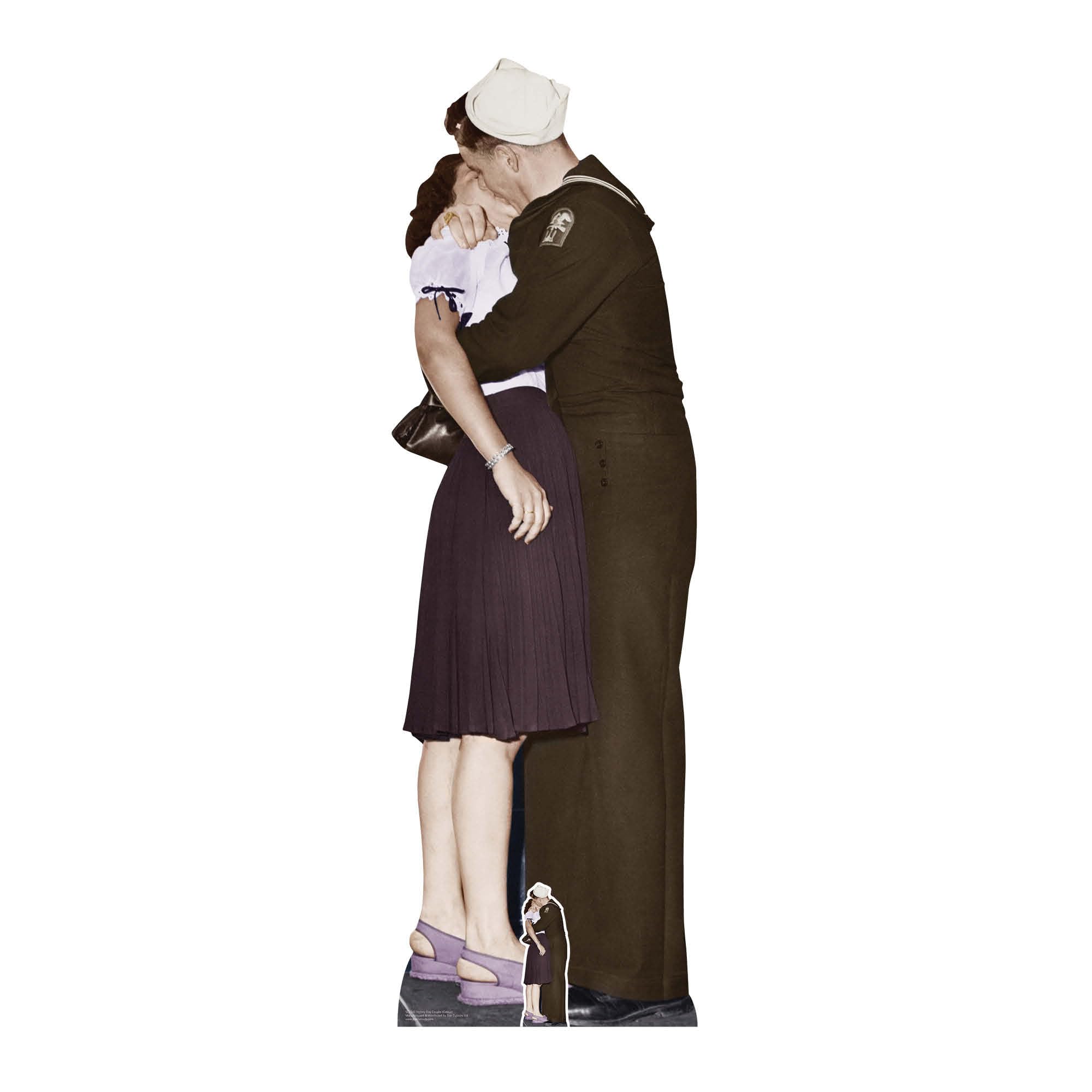 Star Cutouts SC1543 Victory VE Day Kissing Couple Colour Lifesize Cardboard Cutout - Ideal for Displays, Events & VE Day Celebrations Height 184cm Width 58cm