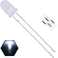 EDGELEC 100pcs 5mm White Blinking Diffused LED Diodes 1.5Hz Flash (Single Color Flashing) Round Lens 29mm Lead DC 3V Blink Bulb Lamp Light Emitting Diode +100pcs Resistors 430ohm for DC 6-12V Included