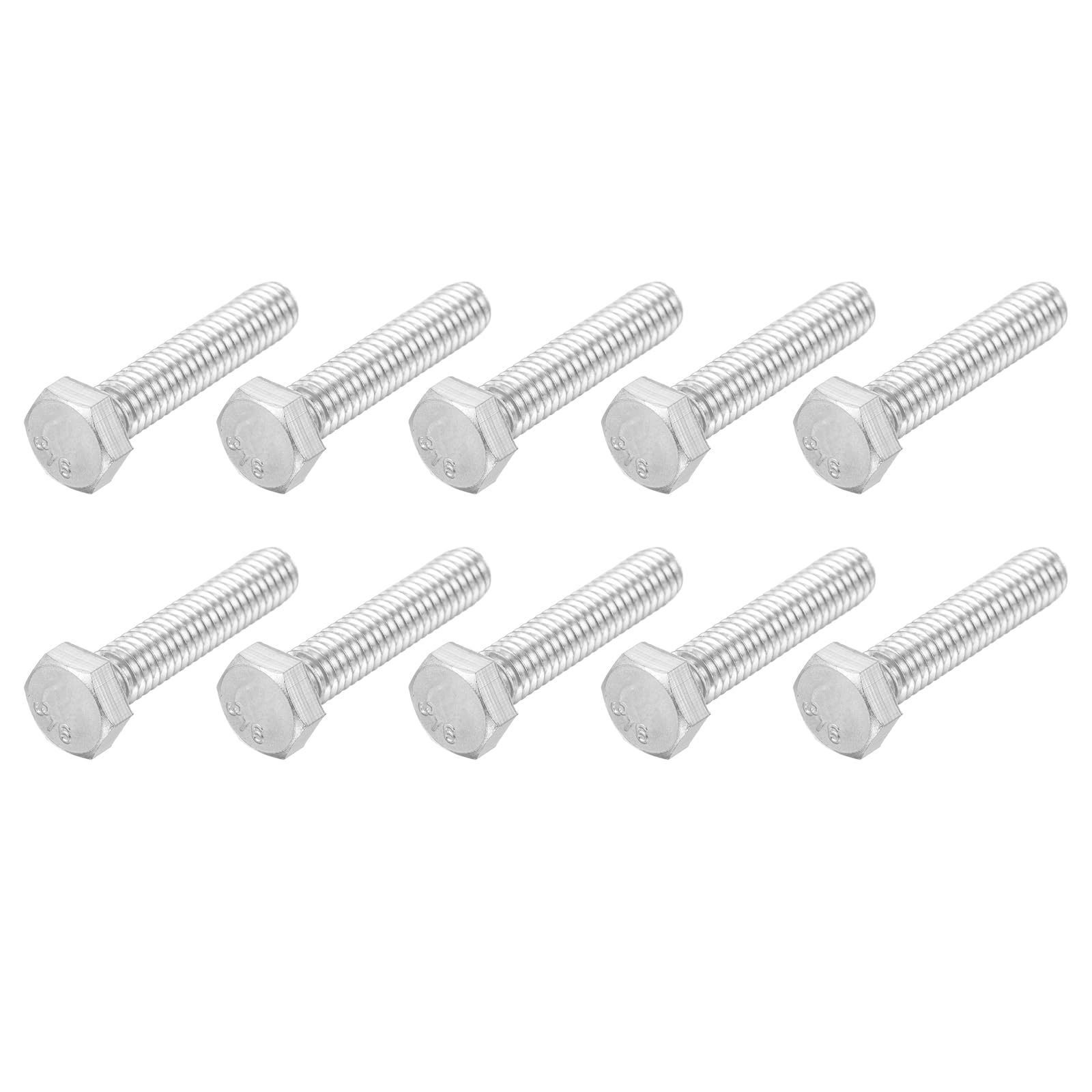 METALLIXITY Hex Head Screw Bolt (5/16-18x1-1/2") 20Pcs, 316 Stainless Steel, Fully Threaded, External Hex Drive, Bright Finish - for Repair, Silver