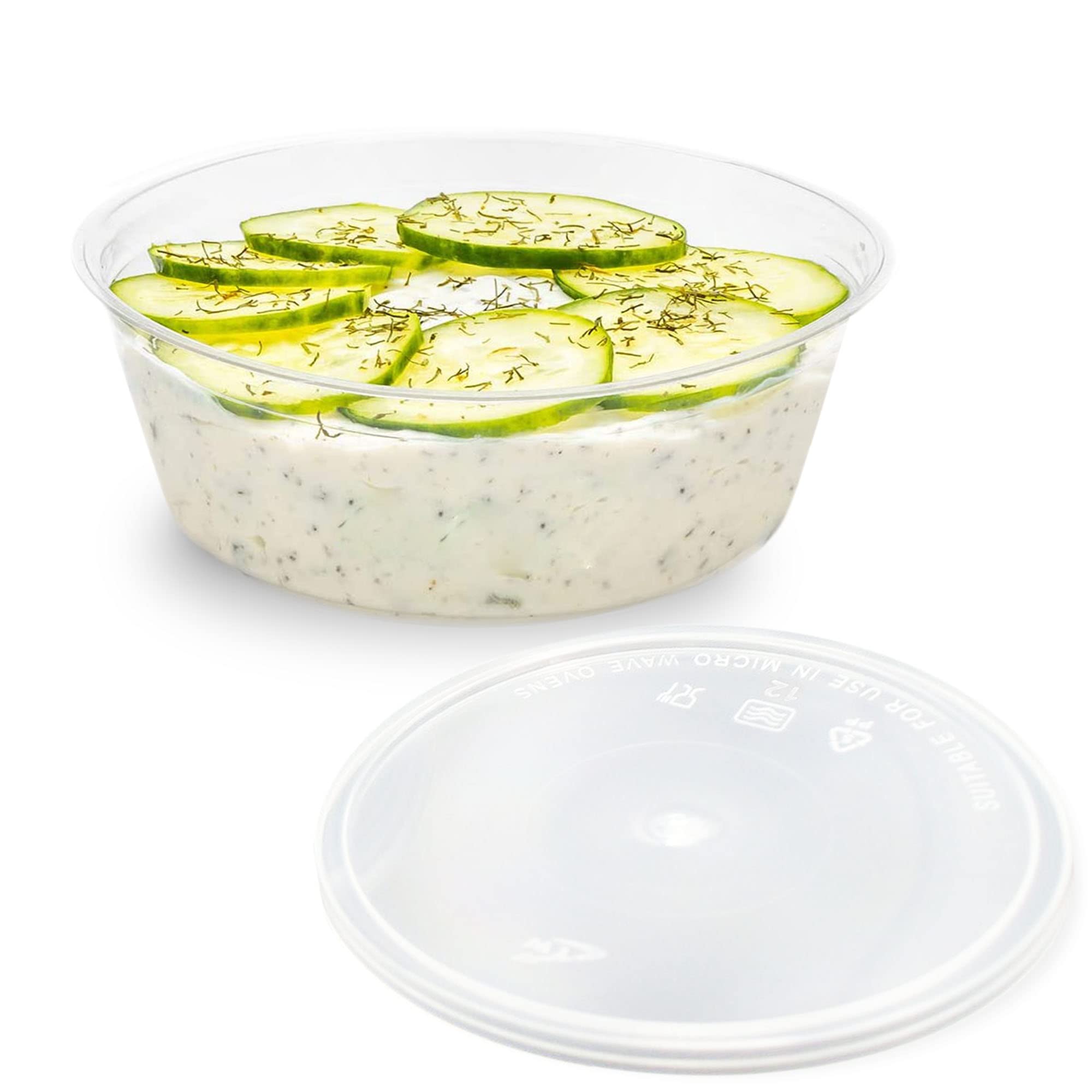 Sabco - 8oz Clear Round Plastic Takeaway Sauce Pots With Lids - Deli Pots For Dip Ketchup Chutney Condiment - Containers For Slime Wax Melts (25)