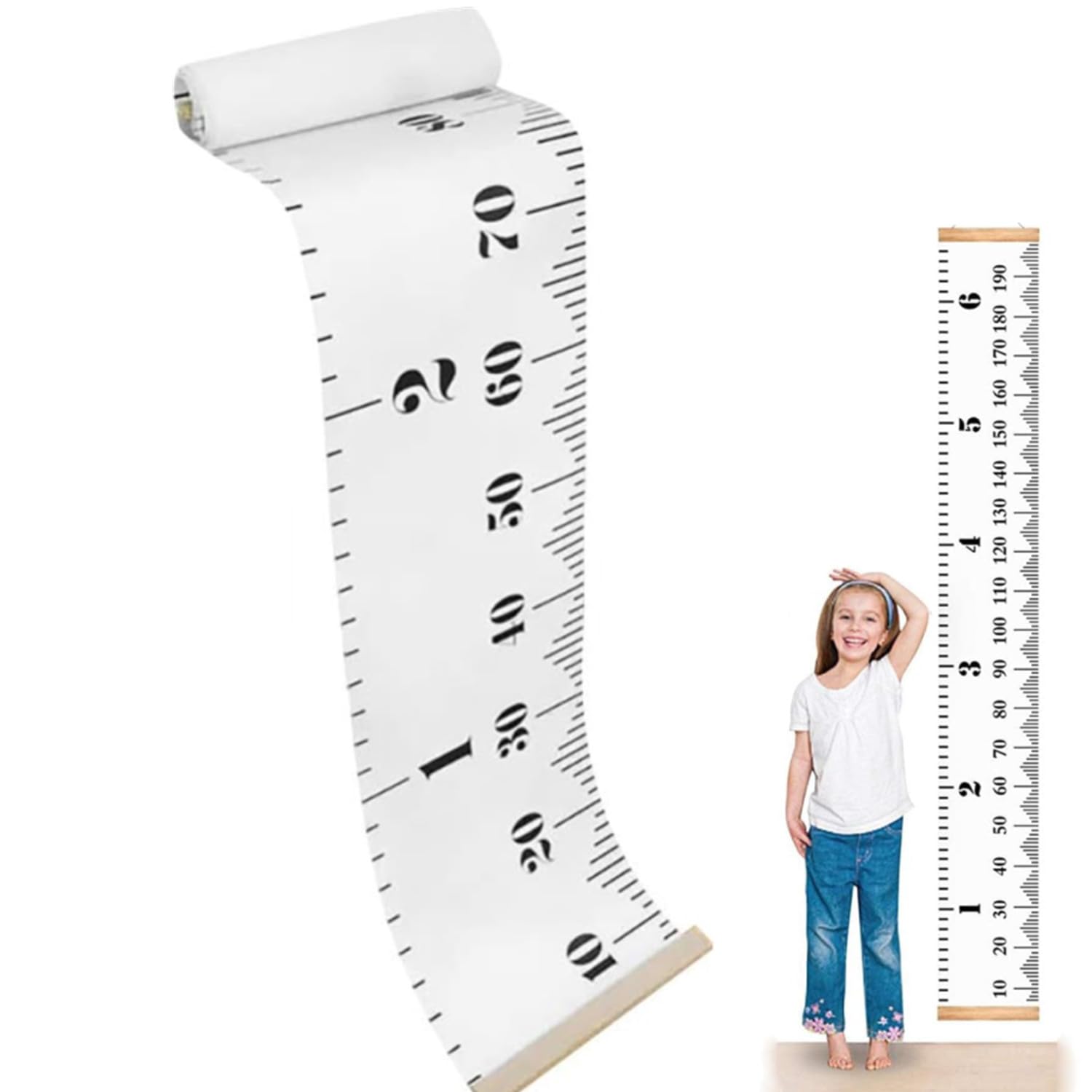 JJiaoLinin Height Chart for Children,Canvas Wall Hanging Rulers Height Measuring Rulers Kids Growth Chart Simple Triangle Height Chart Hanging for Bedroom Nursery Decoration 7.9 x 79 inch