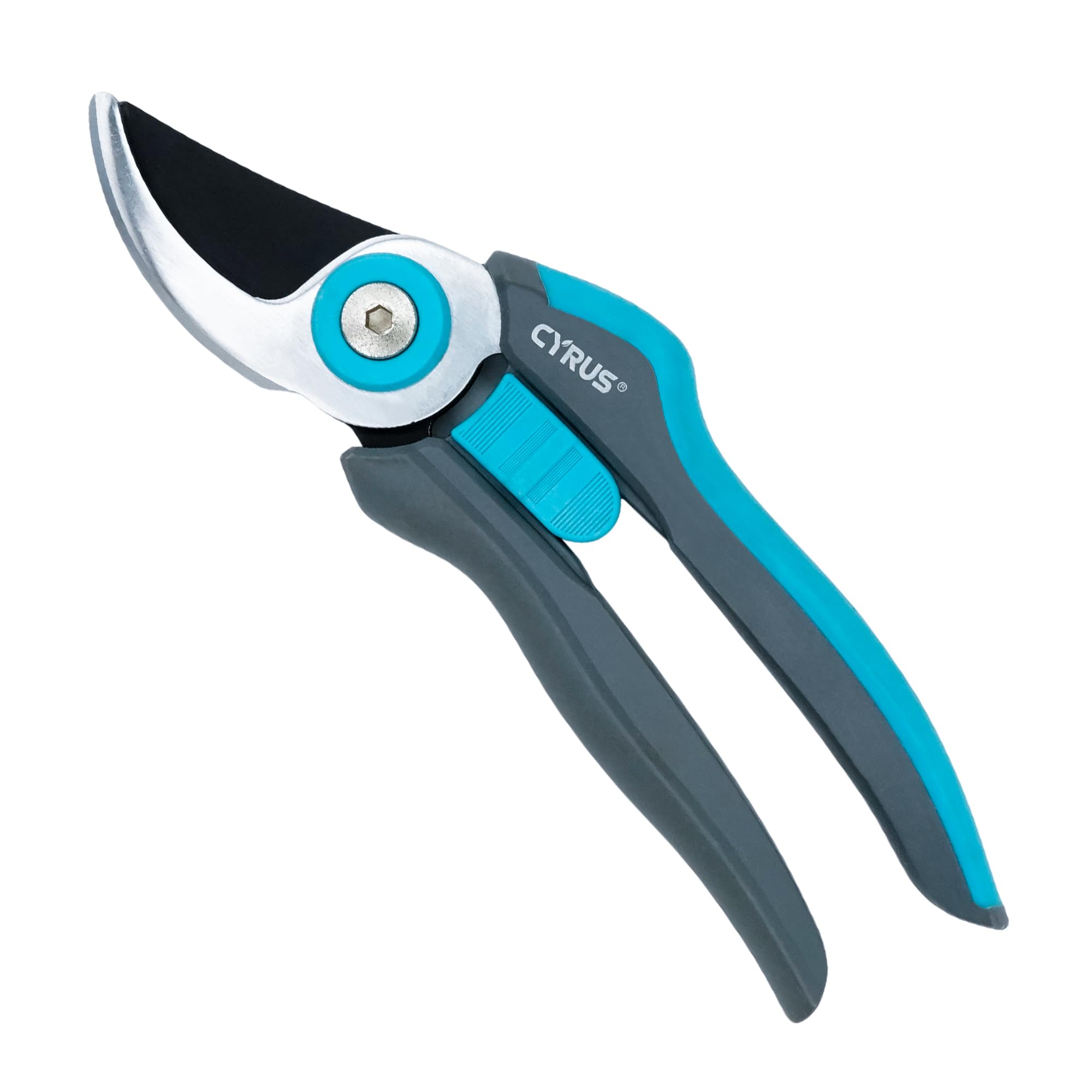 CYRUS 8" Professional Bypass Pruning Shears - Heavy Duty Garden Secateurs, Carbon Steel Non-Stick Blades, 19mm Cutting Capacity, Ergonomic TRP/PP Handle