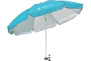 AMMSUN XL Chair Umbrella with Universal Clamp Adjustable 47 inches and 360-degree Swivel UPF 50+, Portable Clamp on Camping or Beach Chair, Stroller, Wheelchair, Golf cart, Bright Blue, Large-sized