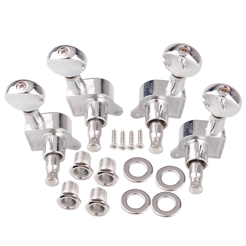 Ukulele 2R2L Tuner Chrome Button Machine Heads with Mounting Screws Tuner
