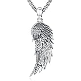 LOOVE Angel Wings Necklace 925 Sterling Silver Guardian Angel Nurse RN Caduceus Pendant Charm Crystal Angel Jewelry Gifts for Women