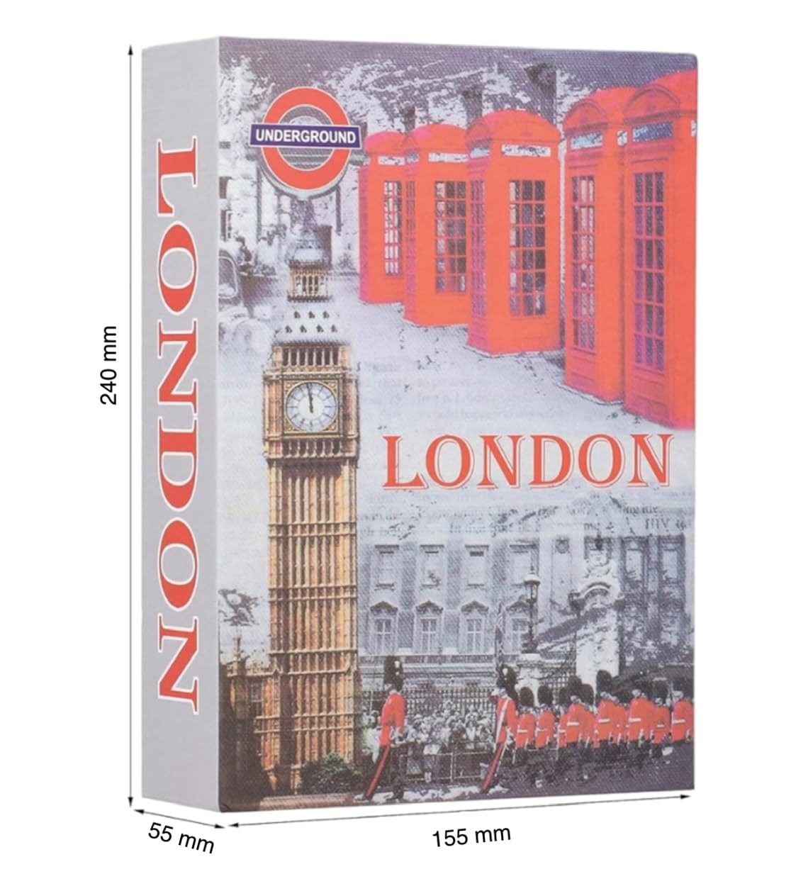 London Souvenir Book Safe – Hidden Storage Box with London Scene Cover – Secret Stash Container for Valuables - Secure Safe with Lock (Medium (24x15.5x5.5 cm))