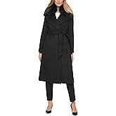 KARL LAGERFELD Women's Luxe Wool Classic Long Wrap Coat W Fur