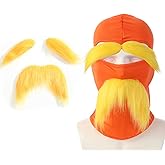 YQYSRJLS 2 Pcs Yellow Mustache and Eyebrows Orange Headgear for Men Women Halloween Costumes Funny
