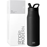 Simple Modern Water Bottle with Straw lid | Insulated Stainless Steel Thermos | Reusable Travel Water Bottles for Gym & Sports | Leak Proof & BPA Free | 34oz, Midnight Black