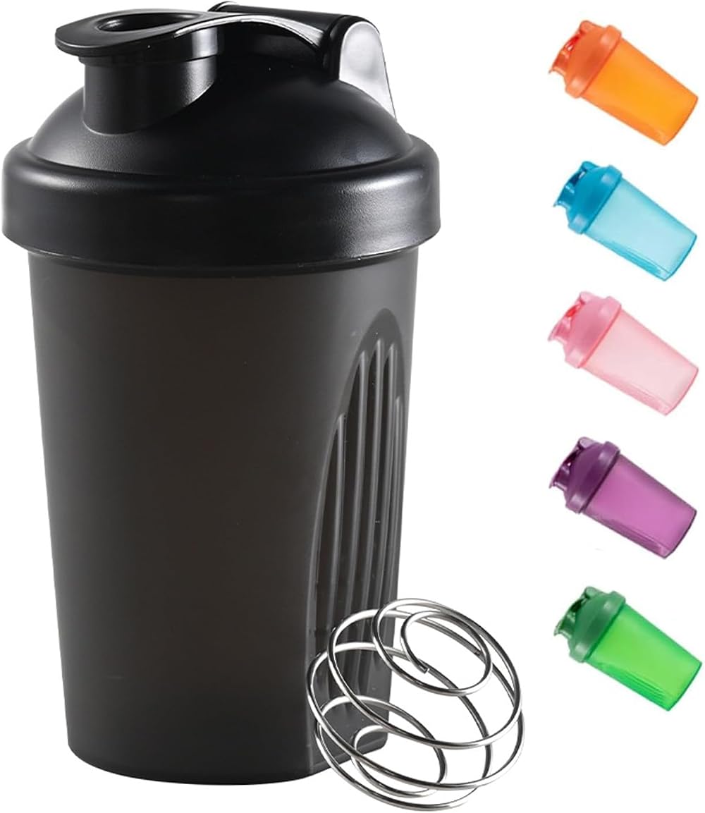 DDSHUN Shaker Bottle 400 ml Protein Powder Mixer with Mixball Black
