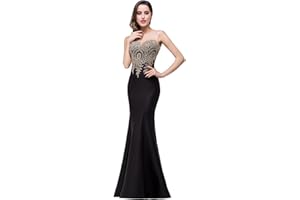 BABYONLINE D.R.E.S.S. Babyonline® Women's Lace Applique Long Formal Mermaid Evening Prom Dresses