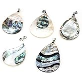 Zotoone Natural Abalone Shell Pendant,Mother of Pearl Shell Pendant,Drop Shape Shell Pendant Seashell Abalone Shell Pendant Charms for DIY Necklace Jewelry Making 2Pcs