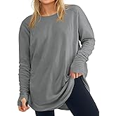 Women's Plus Size Long Sleeve Tunic Top Crew Neck Summer Oversized Fit Basic T Shirts Blouse