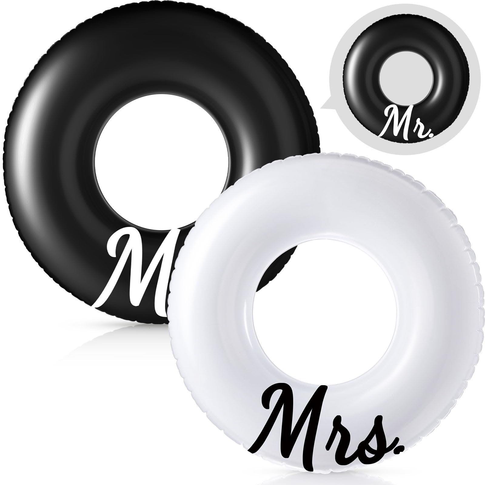 Photo 1 of Silipull 2 Pcs Groom to Be Mr and Mrs Pool Floats 48 Inch Inflatable Bride Pool Tubes Bachelorette Party Decorations Wedding Floats for Engagement Gifts Bridal(Mr. and Mrs.)