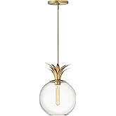 Hinkley Palma 41927HB Small Pendant Light, Clear Glass Globe, Pair with a Vintage Filament Bulb, Classic Pineapple Motif, Her