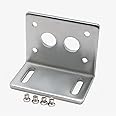 Black 370 Motor Mounting Bracket with Screws, Alloy Steel L-Shape Fixed Seat, DC Worm Geared Motor Holder