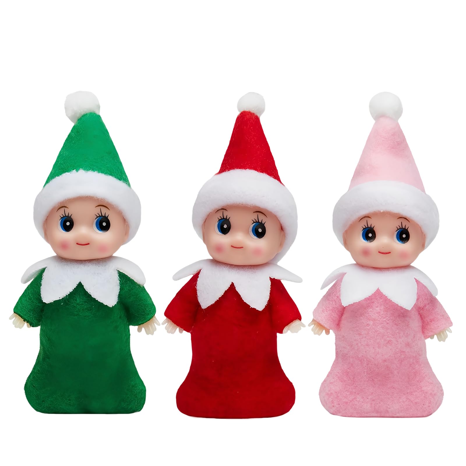 3pcs Mini Christmas Baby Elf Dolls for Girls Boys,Cute Little Elfs Twins Christmas Baby Elves,Small Elf Baby Doll Novelty Toys Tiny Christmas Dolls Elf Accessories for Kids Gift Xmas Stocking Stuffers